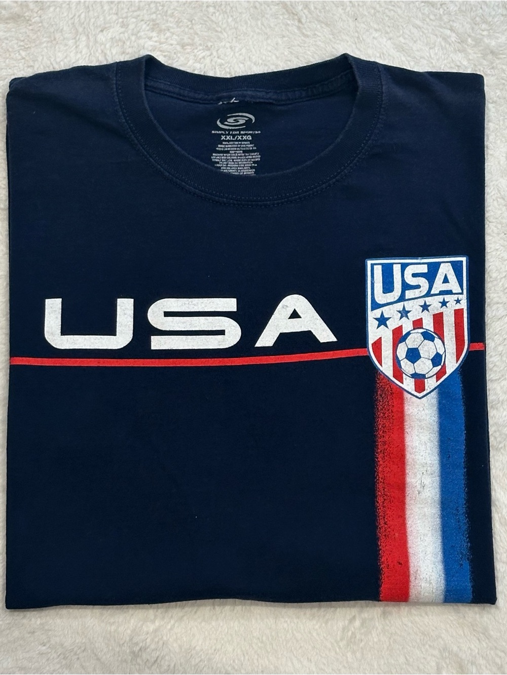 Simply For Sports USA Soccer T Shirt Mens XXL 2XL Navy Blue Graphic Crest USSF